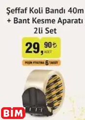 SGS ŞEFFAF KOLİ BANDI 40M + BANT KESME APARATI 2Lİ SET
